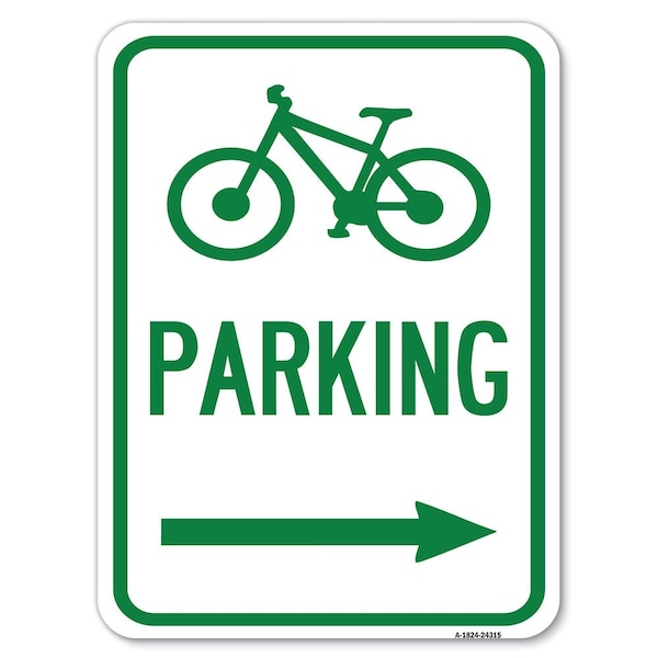 BicycleParking Right Arrow Heavy-Gauge Aluminum Rust Proof Parking Sign, 18" x 24", A-1824-24315